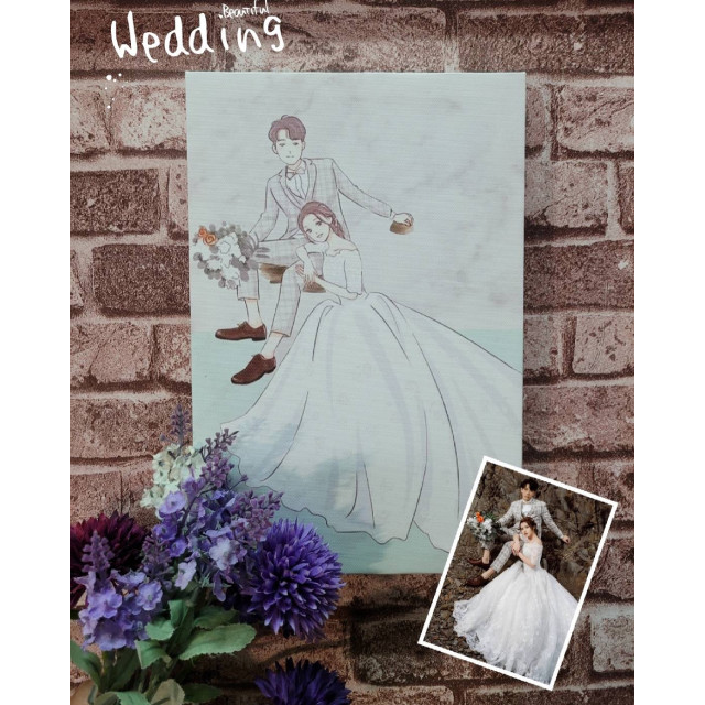 MiniGarden 婚禮紀念無框畫｜專屬手繪，珍藏最美婚紗回憶