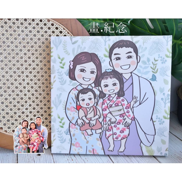 MiniGarden 和服紀念Q版無框畫 | 家庭旅行專屬手繪，珍藏美好時光