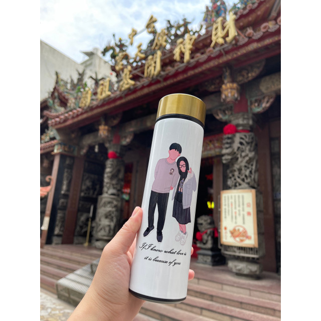 MiniGarden 客製化情侶求財保溫瓶｜廟宇祈福紀念專屬設計