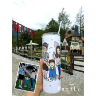 小三口的美好出遊紀念，讓旅程回憶化成溫度延續｜MiniGarden 客製化家庭插畫保溫杯