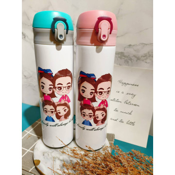 全家人幸福紀念｜Q版插畫人像客製保溫瓶・讓愛陪你走過每一天