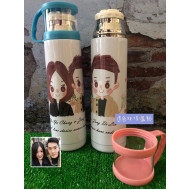 Q版情侶美好紀念｜可愛插畫人像客製保溫瓶｜甜蜜隨行的幸福日常