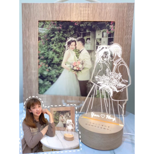 【客製化結婚紀念夜燈】婚紗照線條設計｜我們結婚了的愛情與周年禮物｜MiniGarden