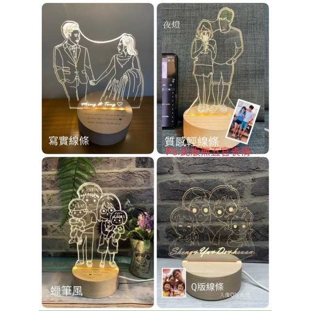 【客製化夜燈下單專區】照片變插畫｜情侶・親子・多人・寵物・紀念禮物