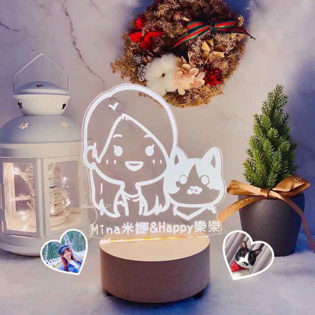 【客製化寵物夜燈】蠟筆風頭像貓咪陪伴｜毛小孩紀念療癒小夜燈｜MiniGarden