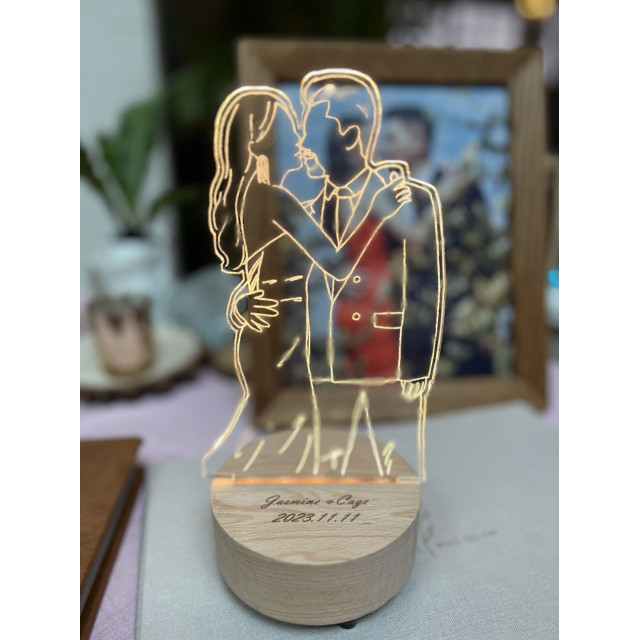 【結婚新人線條夜燈】婚宴禮金桌擺・專屬新人紀念禮｜MiniGarden 客製化夜燈