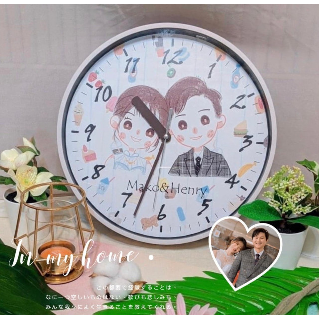 幸福的樣子，就是和你一起笑｜可愛Q版婚紗人像客製化時鐘