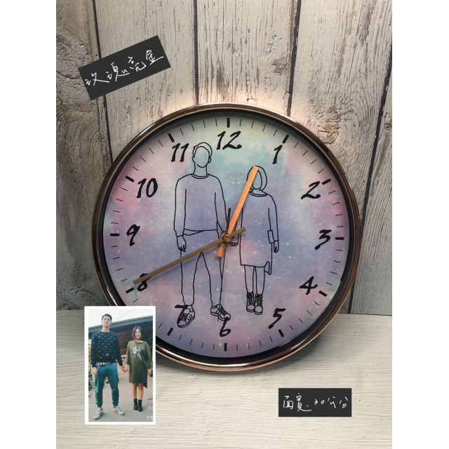 牽著你，是我最幸福的模樣｜情侶線條人像客製化時鐘