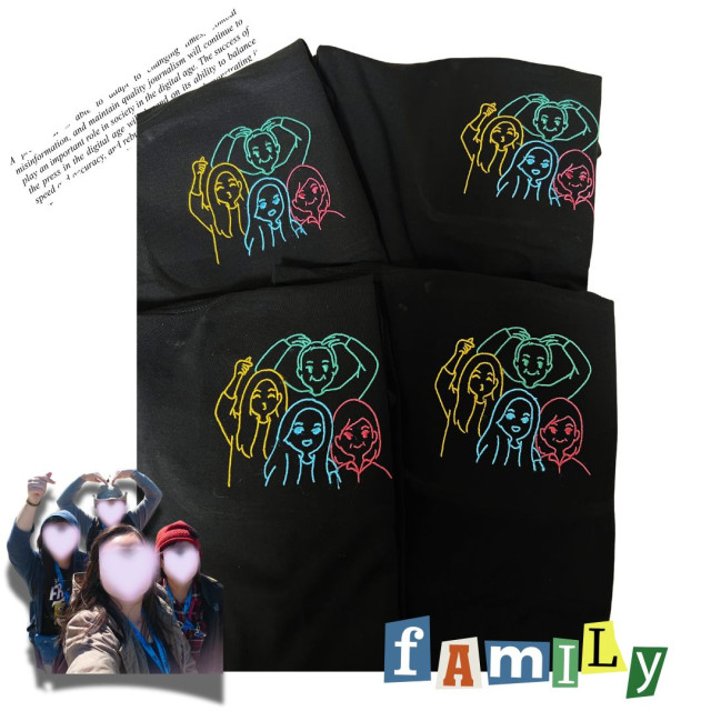 【客製化刺繡T｜4人多色線條】好姊妹紀念T・友情禮物・出遊合照變刺繡版