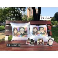 全家福Q版插畫抱枕｜有家、有毛孩，就是幸福的模樣 💕