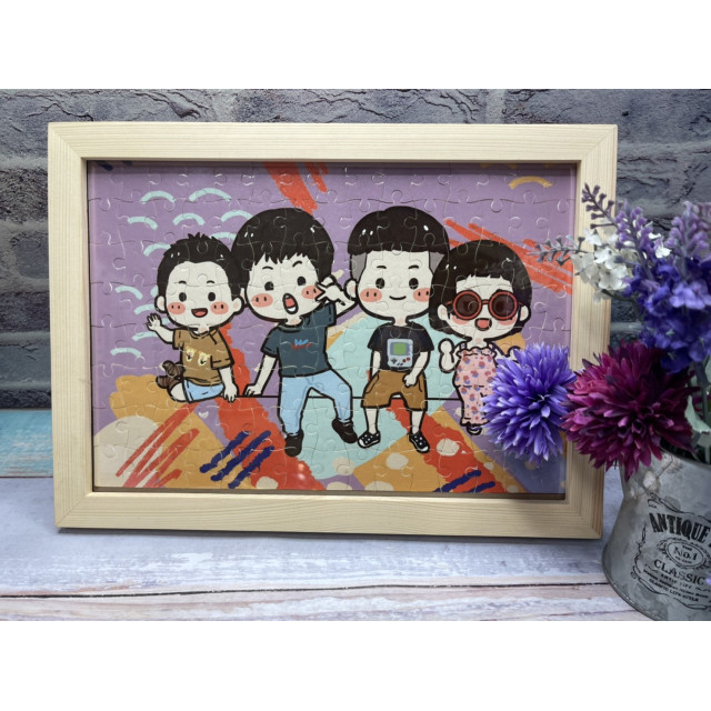 孩子成長紀念拼圖｜人像客製化拼圖原木框