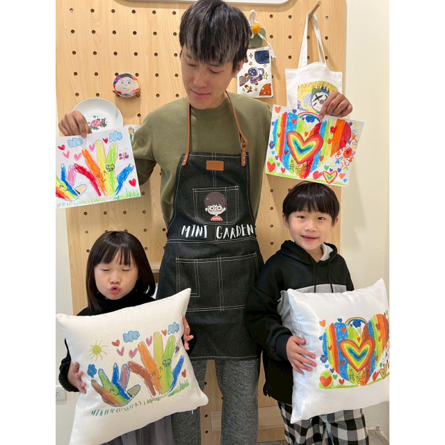 【台中親子DIY】小小職人做抱枕體驗｜畫・壓・抱三部曲｜畫完直接抱回家 (含材料$490起)