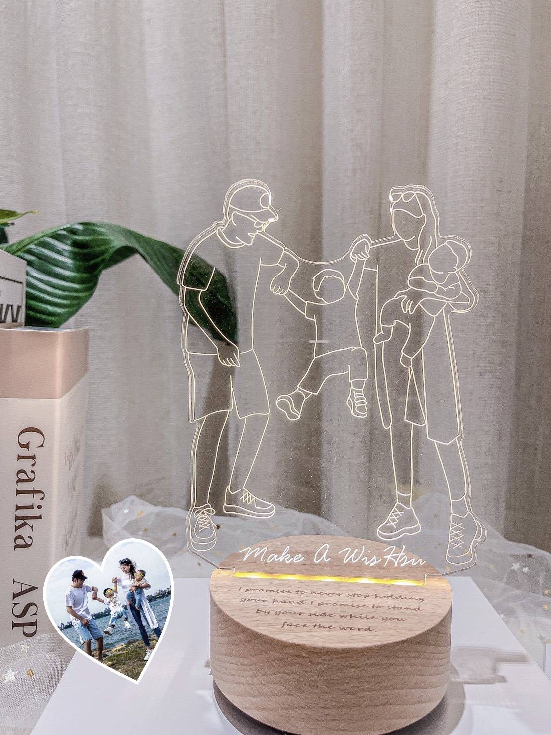 客製化親子夜燈實拍｜一家四口成長紀念夜燈｜家人紀念禮物｜MiniGarden