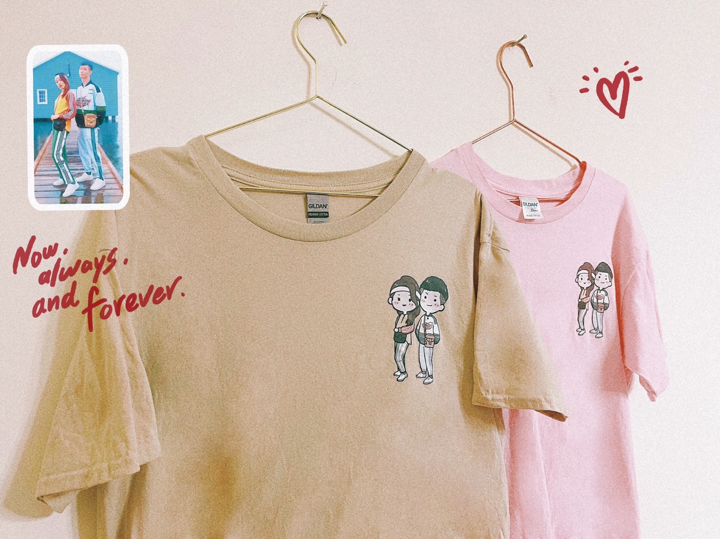 插畫T恤實拍細節 情感氛圍自然流露