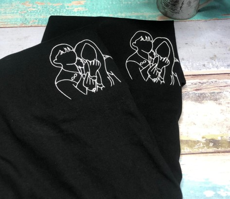 黑白極簡線條刺繡款，展現乾淨俐落的高質感情感設計