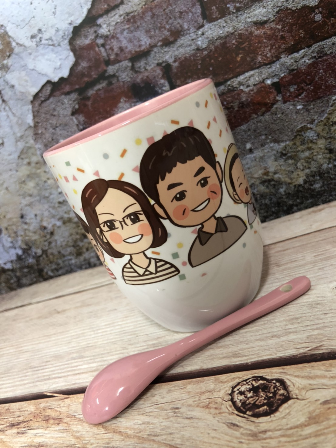 MiniGarden 阿公阿嬤手繪湯匙馬克杯 可愛插畫設計