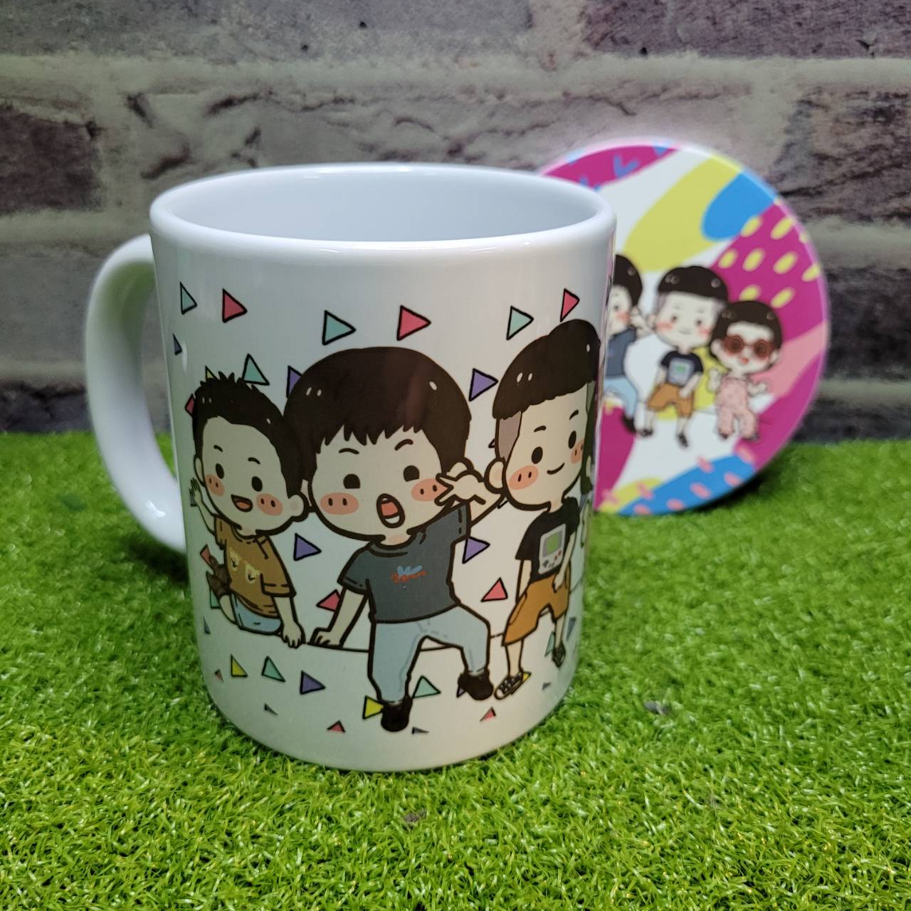 客製Q版兄弟姊妹插畫杯墊 搭配杯子更完整