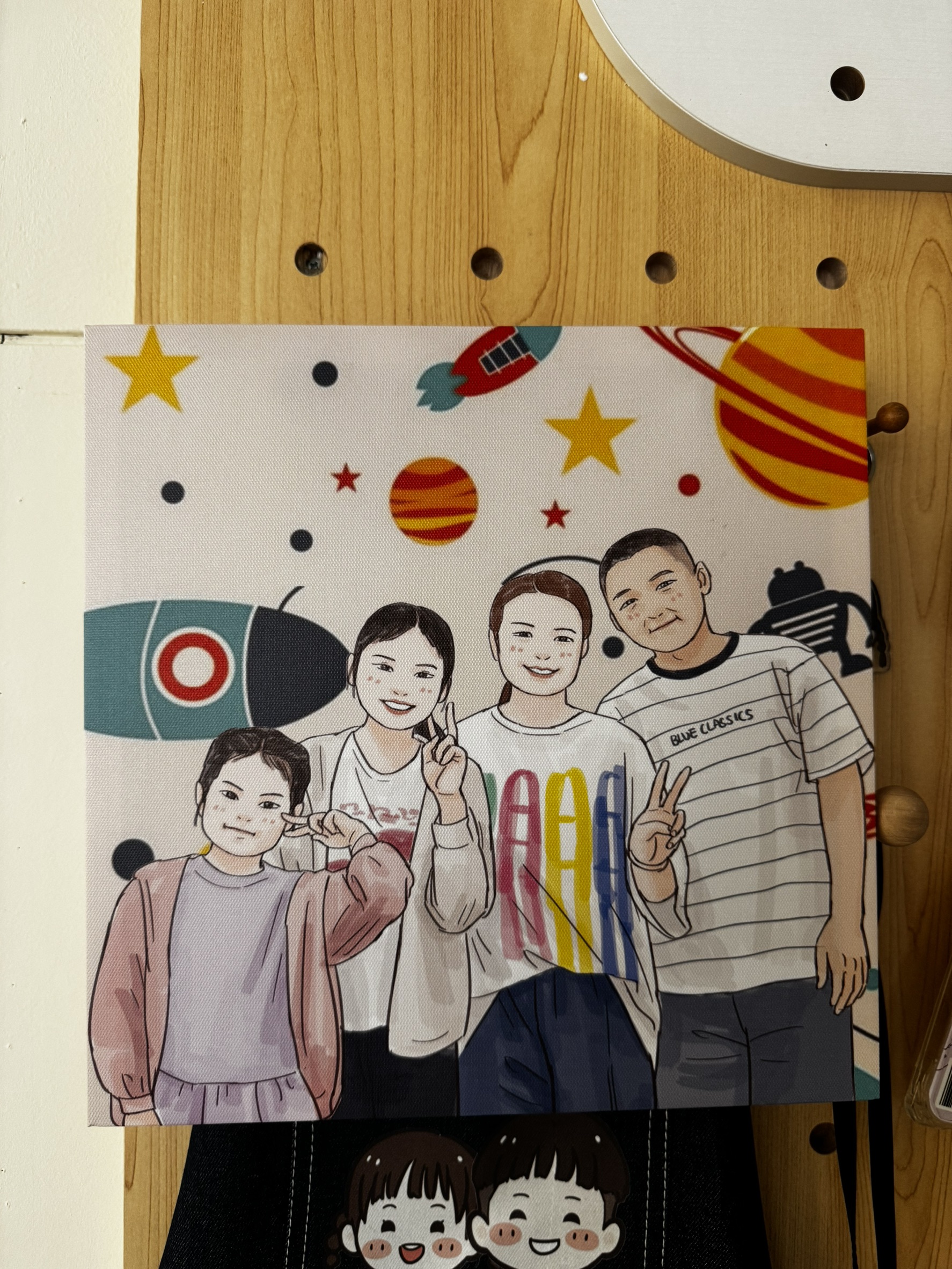 親子手繪插畫 客製化家庭畫 無框畫禮物