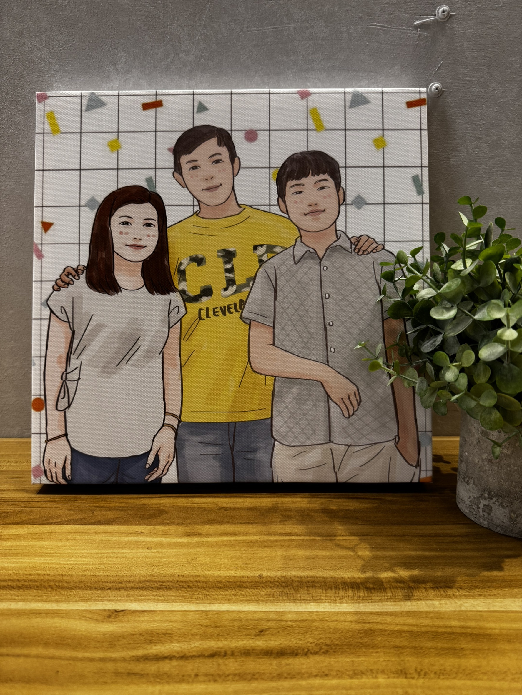 兄弟姊妹Q版畫像 客製插畫 無框畫禮物